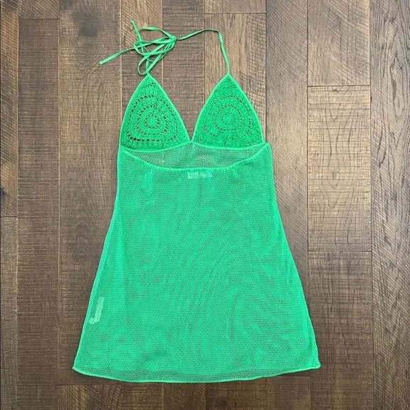 NWOT Free People Beach Madagascar Faux Crochet Coverup in Green Large - Picture 9 of 10